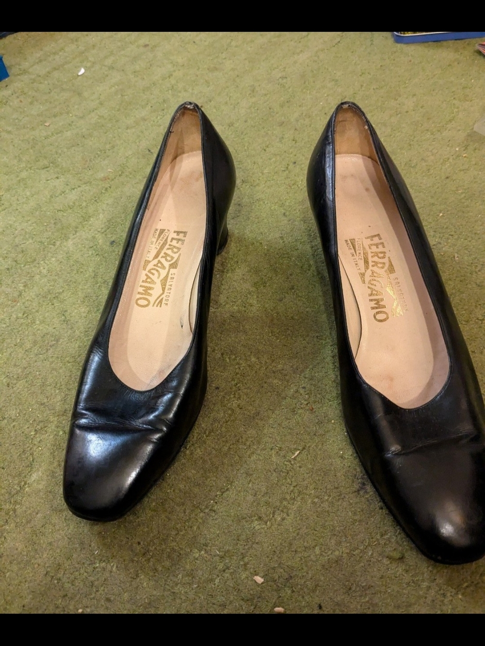 Salvatore Ferragamo Black Leather Low Heel Pump